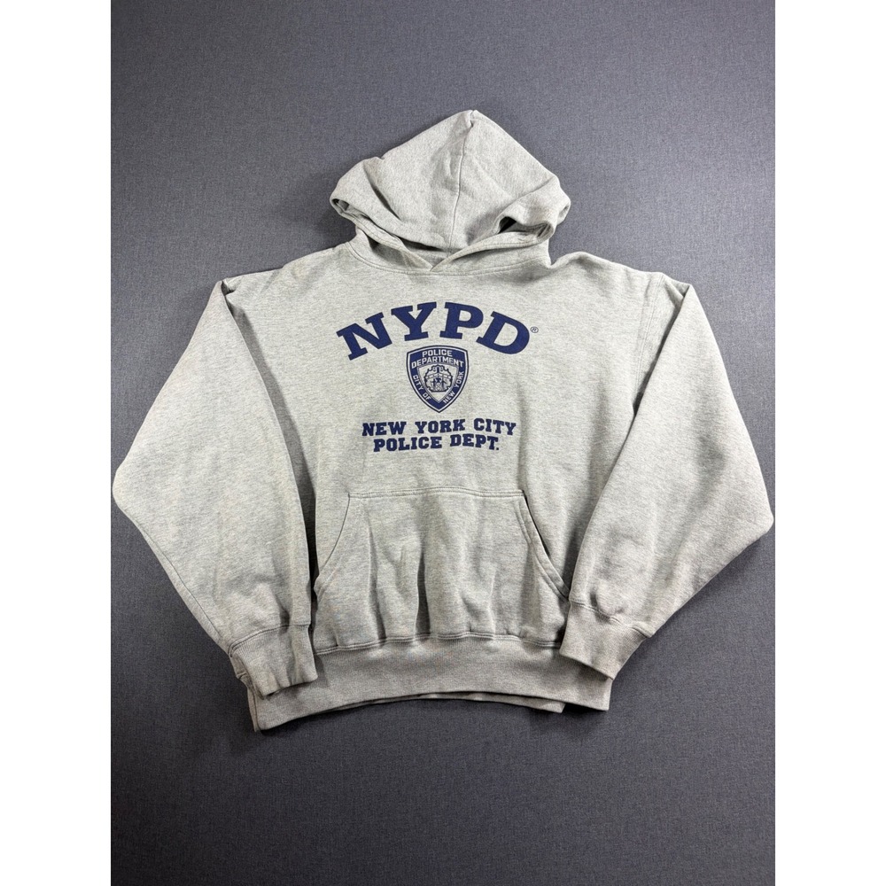 NYPD Hoodie Mens Medium Gray New York City Police Dept Pullover Sweatshirt